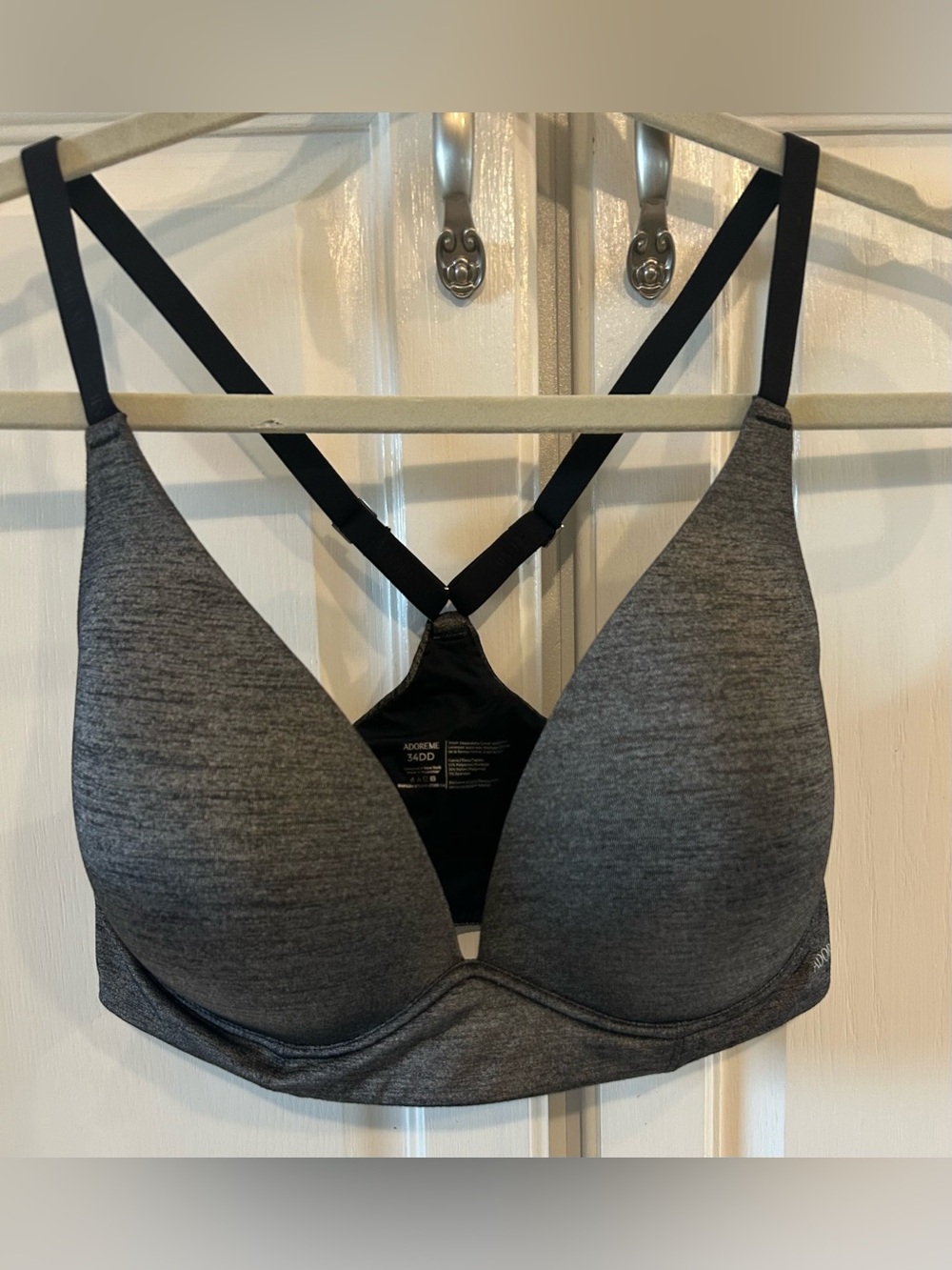 Adore Me Heather Charcoal Seamless Molded Bra - Gray & Black